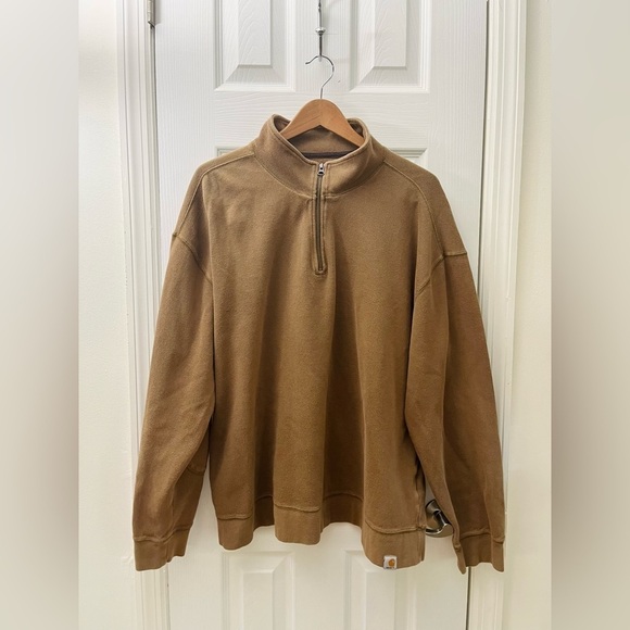 Carhartt Tan/Light Brown 3/4 zip knit sweatshirt Size 2XL - Picture 2 of 7
